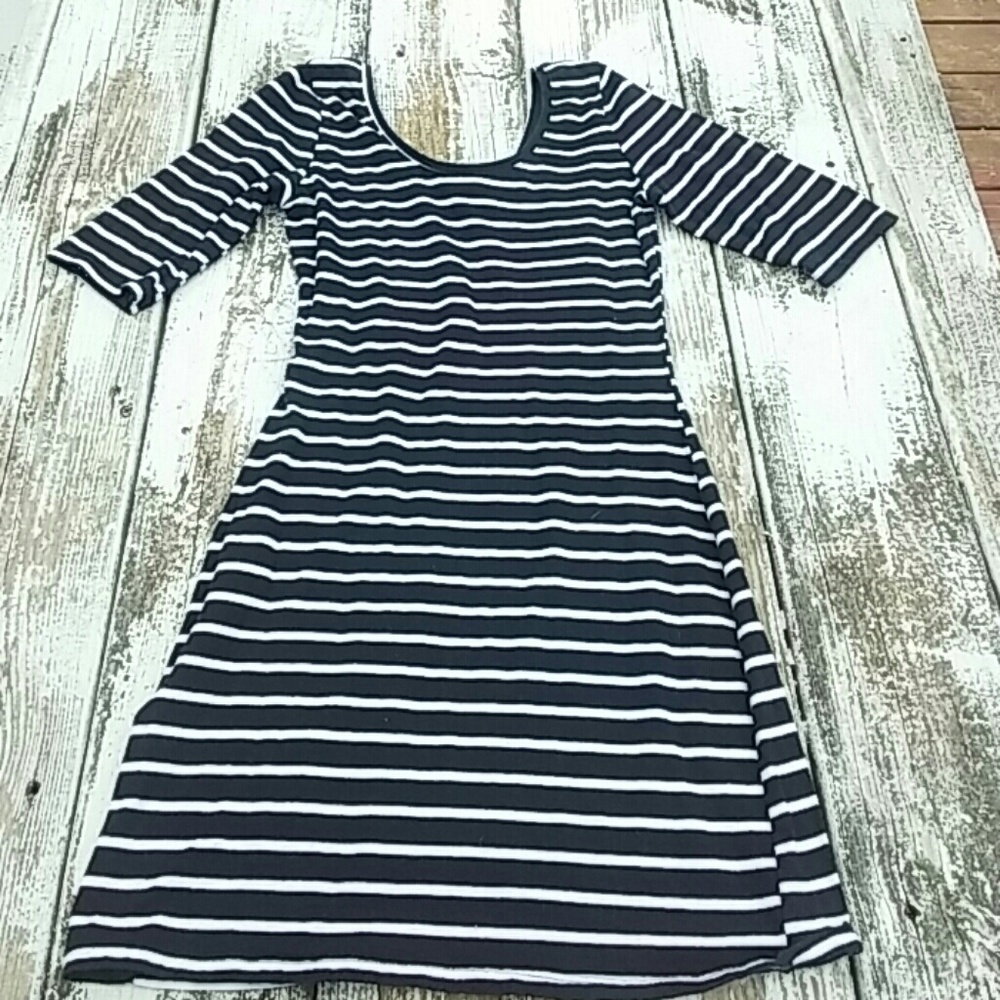 Girls black and white striped dress